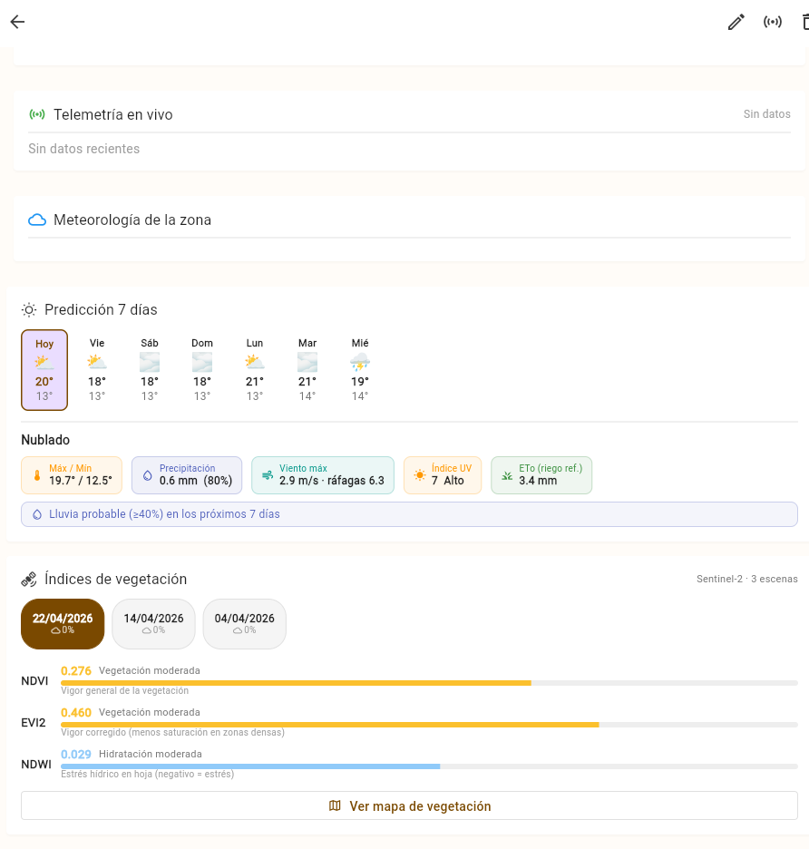 Captura de pantalla Clima — Predicción a 7 días