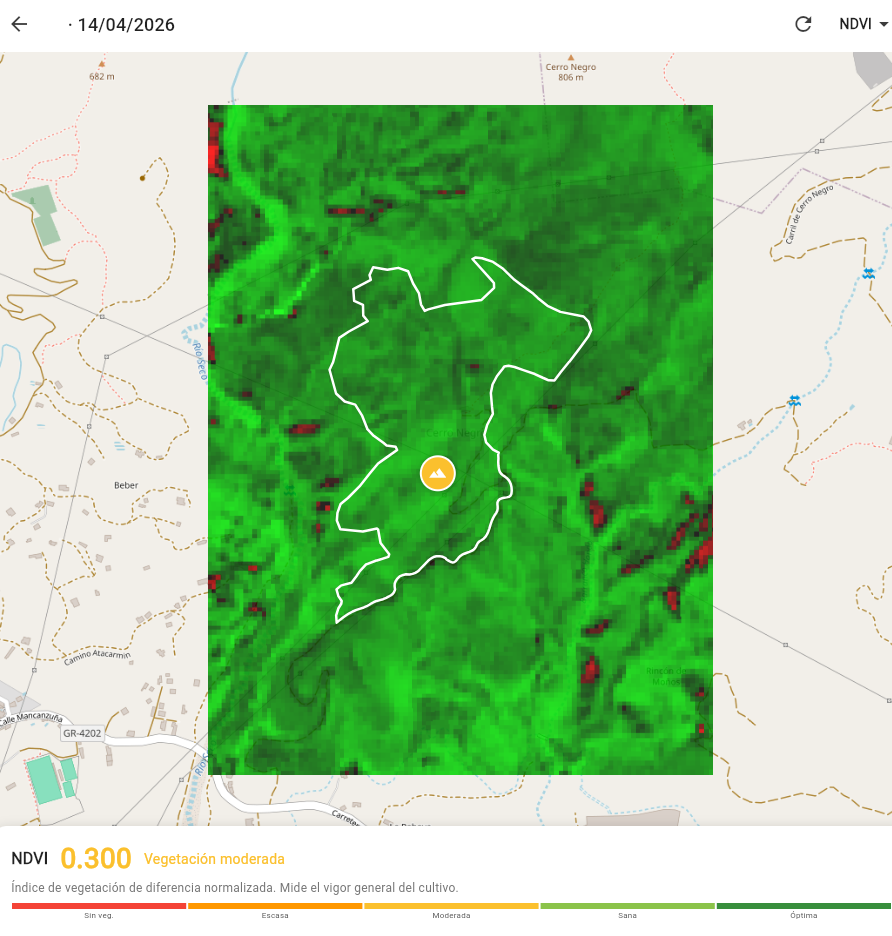 Captura de pantalla NDVI — Vigor del cultivo